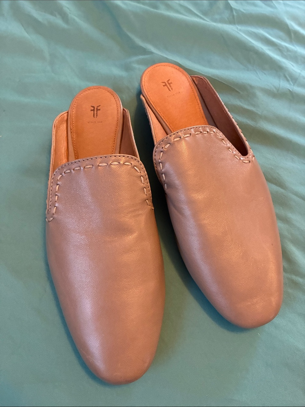 Frye taupe leather mules women’s 11
